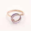Bague améthyste suiffée diamants or rose