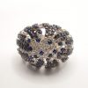 Bague or feu artifice saphirs diamants blanc et noir