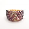 Bague jonc pavé semi précieuses et diamants or rose