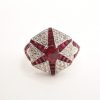 Bague arts déco diamants et rubis en étoile or