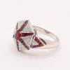 Bague arts déco diamants et rubis en étoile or – Image 3