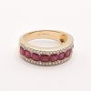 Demi alliance rubis ovales et diamants