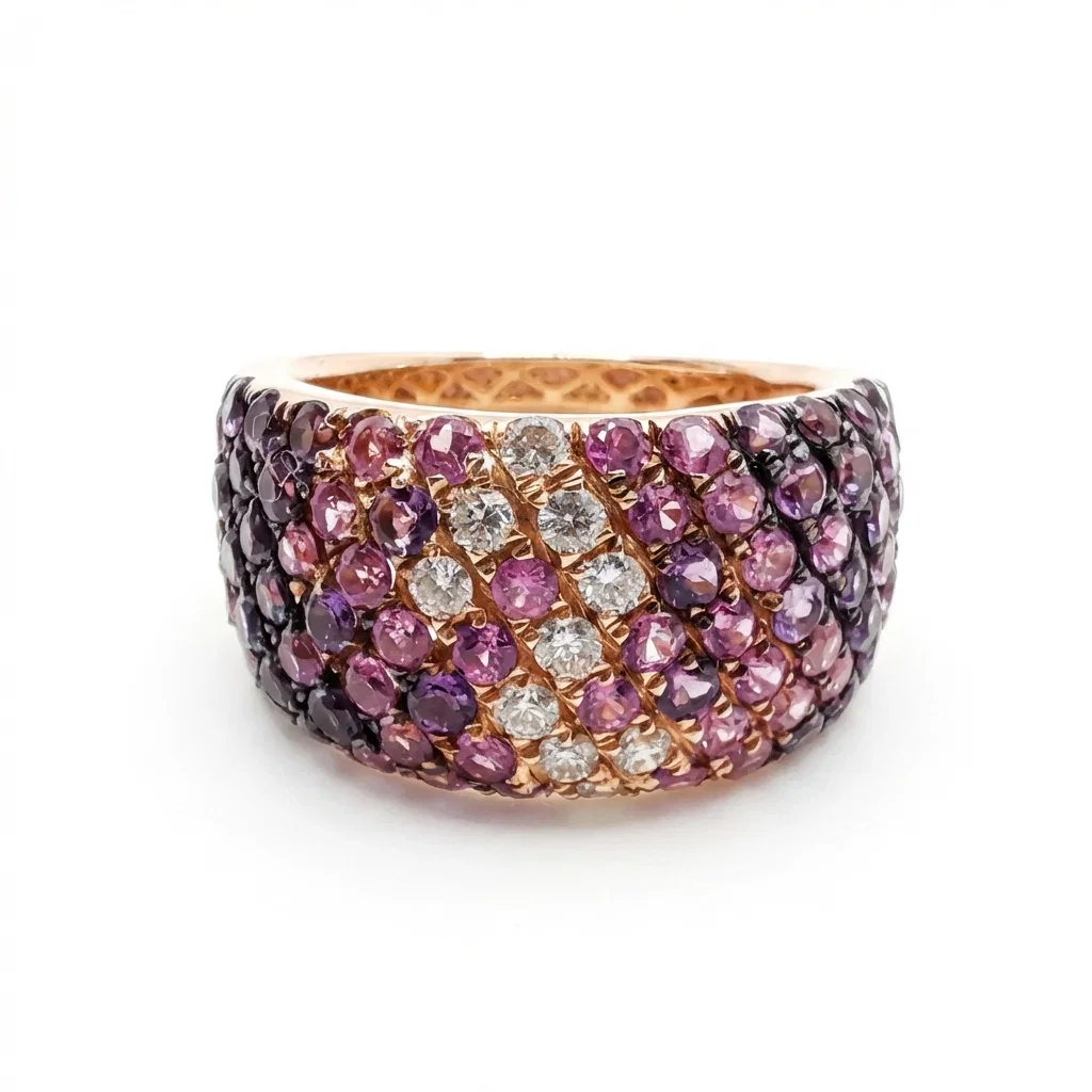 bague-jonc-lilas-or-rose-pave-diamants-saphirs-amethyste