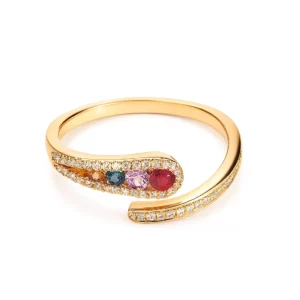 Bague naja saphirs multicolores diamants