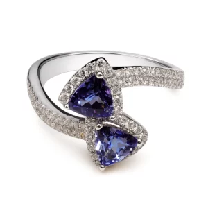 Bague toi et moi tanzanites diamants
