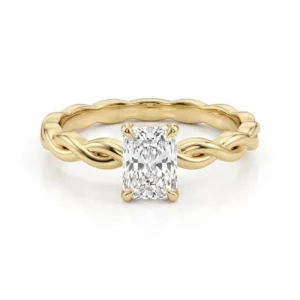 Bague de fiançailles tressée diamants et or