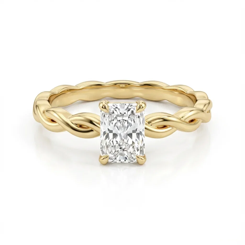 Bague de fiançailles tressée diamants et or