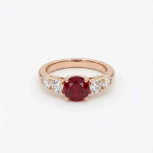 Bague de fiançaille or rose rubis