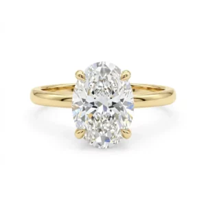 Bague solitaire or jaune centre diamant ovale