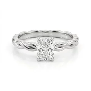 Bague de fiançailles tressée diamants et or blanc