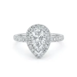 Bague de fiançailles poire pavé diamants or blanc