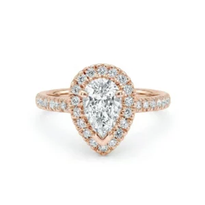 Bague de fiançailles poire pavé diamants or rose